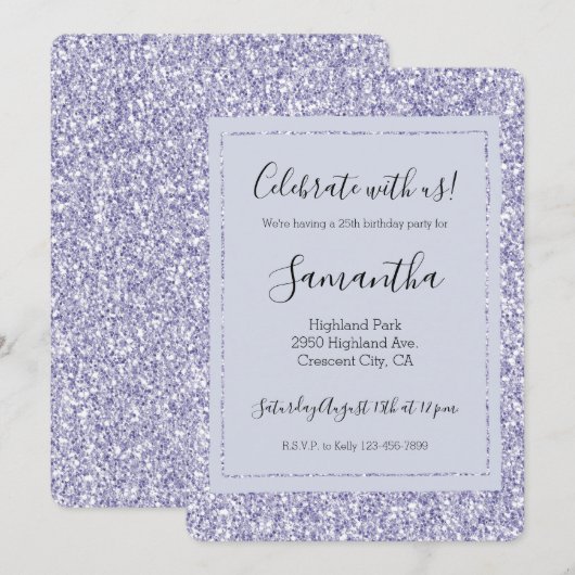 Glam Lavender Lila Paars Glitter Kaart (Voorkant / Achterkant)