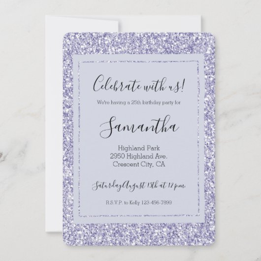 Glam Lavender Lila Paars Glitter Kaart (Voorkant)