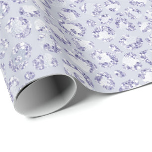 Glam Lavender Lila Paarse luipaard Afdruk Glitter  Cadeaupapier