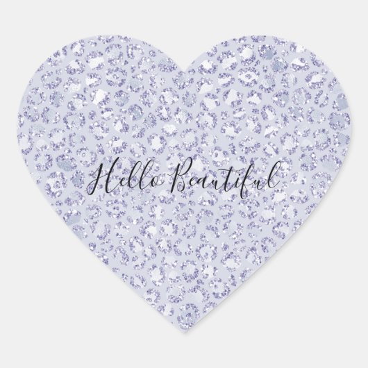 Glam Lavender Lila Paarse luipaard Afdruk Glitter Hart Sticker (Voorkant)