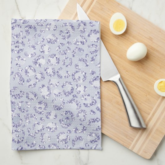 Glam Lavender Lila Paarse luipaard Afdruk Glitter  Theedoek (Quarter Fold)