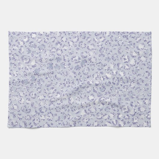 Glam Lavender Lila Paarse luipaard Afdruk Glitter  Theedoek (Horizontaal)