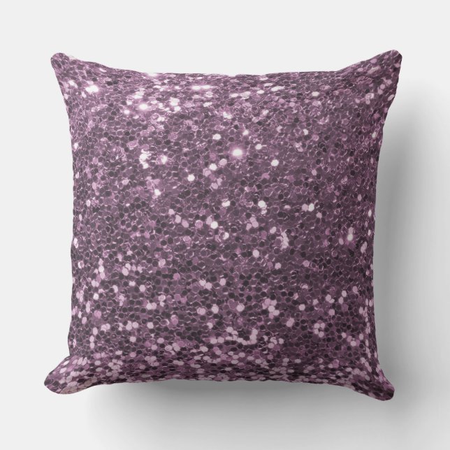 Glam Lavender Paarse Faux Glitter Print Buitenkussen (Voorkant)