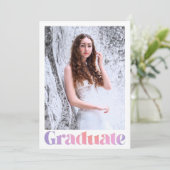 Glam Lavender Pink Custom Photo Graduparty Kaart (Staand voorkant)