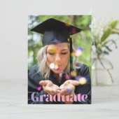 Glam Lavender Pink Photo Overlay Afstuderen Aankondiging (Staand voorkant)
