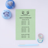 Glam LEATHER GREEN EYELASH SALON SERVICE LIST Flyer (Enkel)