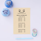 Glam LEER BEIGE WIMPER SALON SERVICE LIJST Flyer (Enkel)