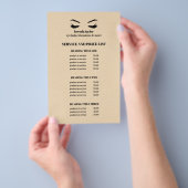 Glam LEER BEIGE WIMPER SALON SERVICE LIJST Flyer (Hand)