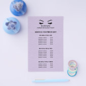 Glam LEER lila WIMPER SALON SERVICE LIJST Flyer (Enkel)
