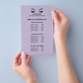 Glam LEER lila WIMPER SALON SERVICE LIJST Flyer (Hand)