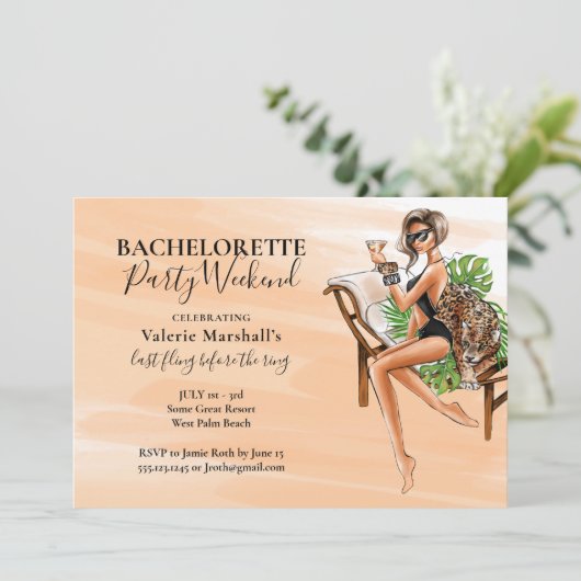 Glam Leopard Bachelorette Party Weekend Kaart (Staand voorkant)