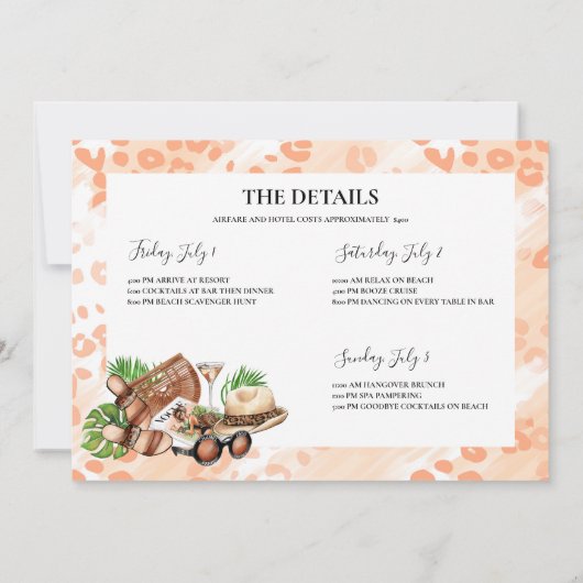 Glam Leopard Bachelorette Party Weekend Kaart (Achterkant)