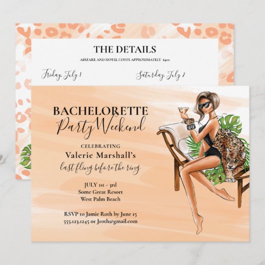 Glam Leopard Bachelorette Party Weekend Kaart (Voorkant / Achterkant)