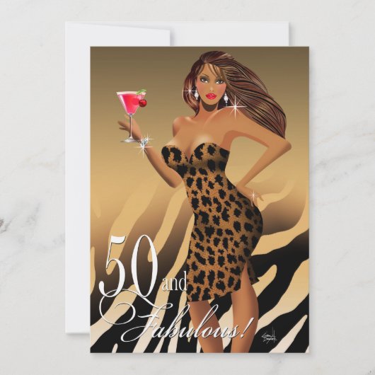 Glam Leopard Bombshell 50th Birthday | tan Kaart (Voorkant)