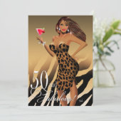 Glam Leopard Bombshell 50th Birthday | tan Kaart (Staand voorkant)