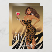Glam Leopard Bombshell 50th Birthday | tan Kaart (Voorkant / Achterkant)