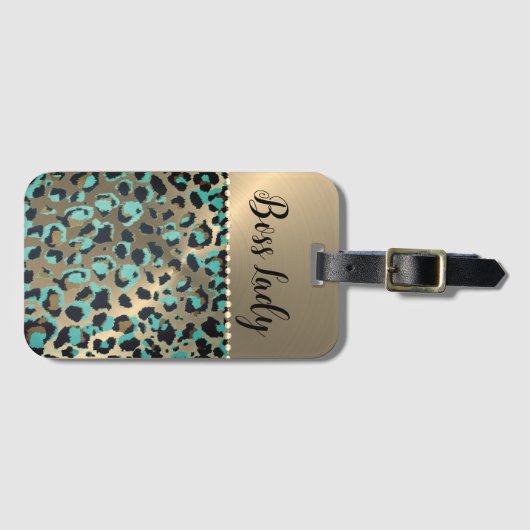 "Glam Leopard Boss Lady Bagagelabel (Voorkant (horizontaal))