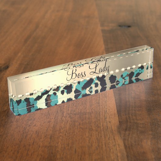 Glam Leopard Boss Lady Naambordje (Zijkant)