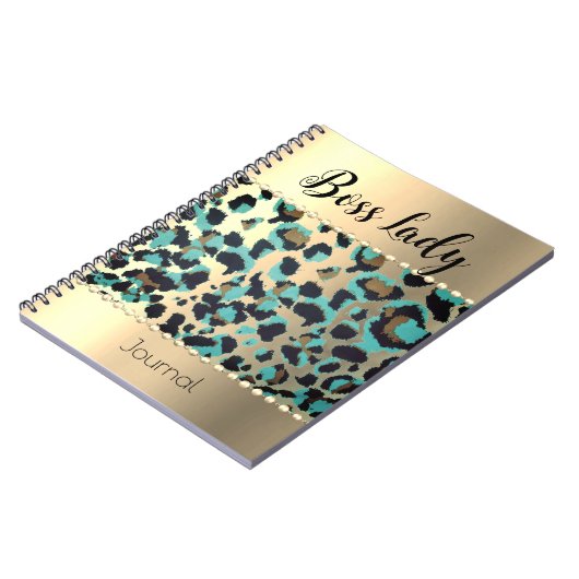 "Glam Leopard Boss Lady Notitieboek (Linkerzijde)