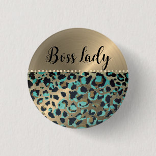 "Glam Leopard Boss Lady Ronde Button 3,2 Cm