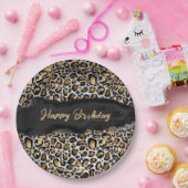 Glam Leopard Gelukkige Verjaardag Papieren Bordje (Feest)