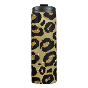 *~* Glam LEOPARD GOLD Glitter Thermal Tumbler Thermosbeker