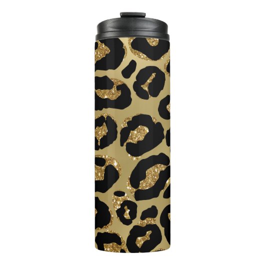 *~* Glam LEOPARD GOLD Glitter Thermal Tumbler Thermosbeker (Voorkant)