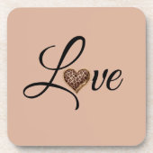 Glam Leopard Heart Love Design Bier Onderzetter (Voorkant)