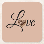 Glam Leopard Heart Love Design Kartonnen Onderzetters (Voorkant)