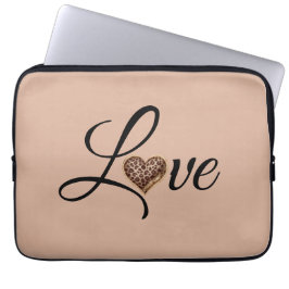 Glam Leopard Heart Love Design Laptop Sleeve