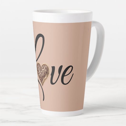 Glam Leopard Heart Love Design Latte Mok (Rechterhoek)