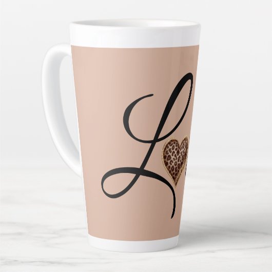 Glam Leopard Heart Love Design Latte Mok (Linkerhoek)