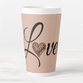 Glam Leopard Heart Love Design Latte Mok (Voorkant)
