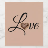 Glam Leopard Heart Love Design Wijn Etiket (Enkel label)