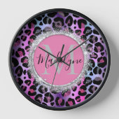 Glam Leopard Pink en Paars Monogram (Voorkant)