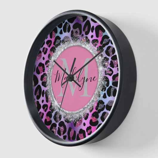 Glam Leopard Pink en Paars Monogram (Hoek)