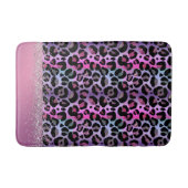 Glam Leopard Pink en Paars Monogram Badmat (Voorkant)
