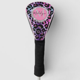 Glam Leopard Pink en Paars Monogram Golfheadcover