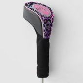 Glam Leopard Pink en Paars Monogram Golfheadcover (Schuin)