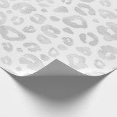 Glam Leopard Print Chic Trendy White Silver Cadeaupapier (Hoek)