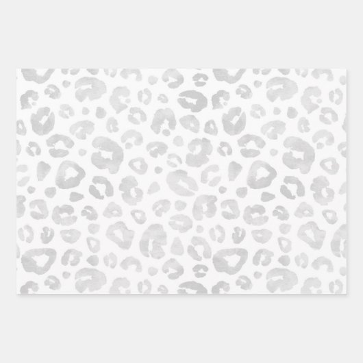Glam Leopard Print Chic Trendy White Silver Inpakpapier Vel (Voorkant 2)