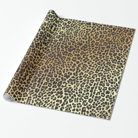 Glam Leopard Print en Faux Gold Foil Cadeaupapier (Uitgerold)