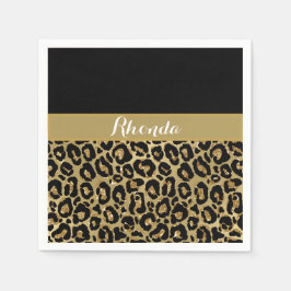 Glam Leopard Print Glitter Elegant Birthday Servet