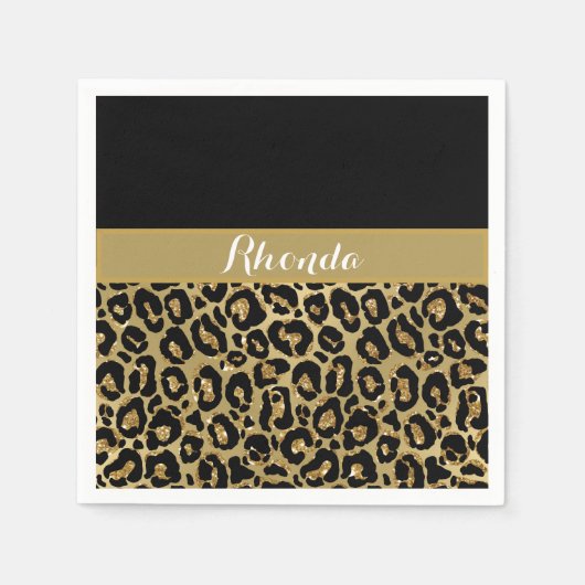 Glam Leopard Print Glitter Elegant Birthday Servet (Voorkant)
