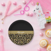 Glam Leopard Print Glitter Elegant Stijlvol Papieren Bordje (Feest)