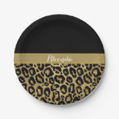Glam Leopard Print Glitter Elegant Stijlvol Papieren Bordje (Voorkant)
