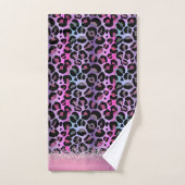 Glam Leopard Roze en Paarse Glitter Bad Handdoek (Handdoek)