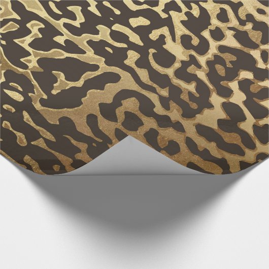 Glam Leopard Skin Golden Shiny Wrappapier Cadeaupapier (Hoek)