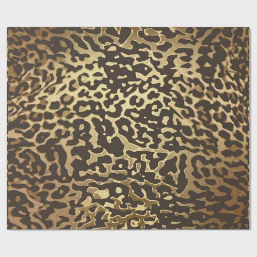 Glam Leopard Skin Golden Shiny Wrappapier Cadeaupapier (Vlak)