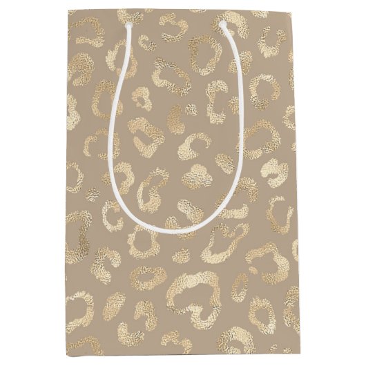 Glam Leopard Spot Pattern Safari Gold ID111154 Medium Cadeauzakje (Voorkant)